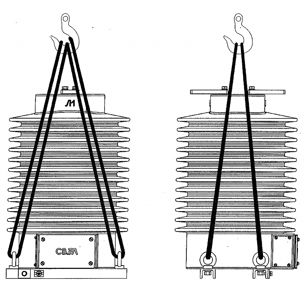 Схема строповки трансформатора ТОЛ-СВЭЛ-35 III М