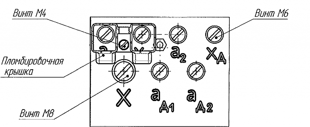 Рис.А12 Клеммник трансформатора ЗНОЛ(П)-СВЭЛ-6(10)(М)-5