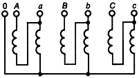 Схема и группа соединения обмоток трехфазных двухобмоточных автотрансформаторов