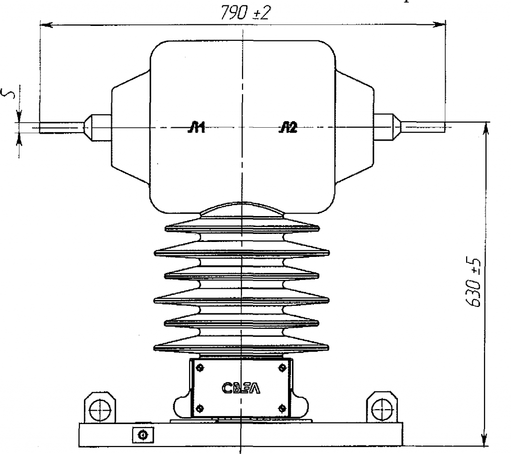 Рис. А.З Общий вид трансформатора ТОЛ-СВЭЛ-35 III на номинальный первичный ток 2500, ЗОООА Остальное см. рис А.2