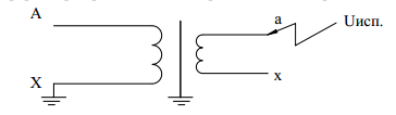 Рис. Б.2 Схема испытания электрической прочности изоляции первичной обмотки трансформатора индуктированным напряжением при частоте 400 Гц.