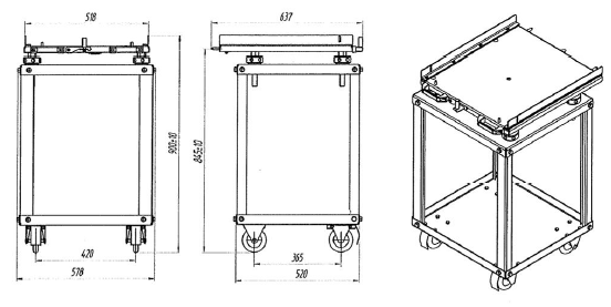 Рисунок И.1 - Инвентарная тележка для выдвижных элементов камер шириной 650 мм.