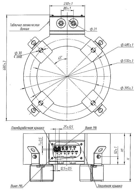 Рисунок Б.6 - Трансформатор тока ТВ-СВЭЛ-110-IХ-2.2(6.2)