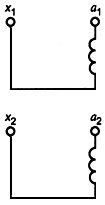 Схема и группа соединения обмоток однофазных двухобмоточных трансформаторов с расщепленной обмоткой НН